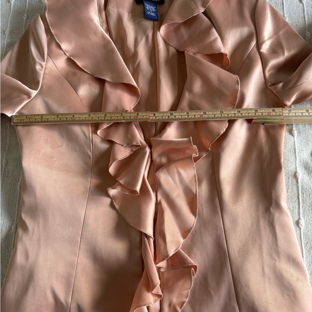 Boston Proper Satin Blouse in Soft Peach - Picture 7 of 14